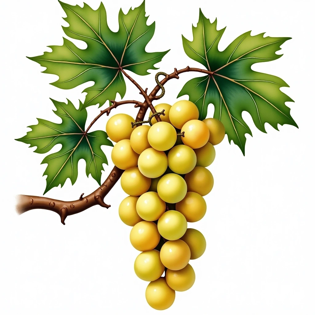 Biancolella grape variety — White watercolor illustration