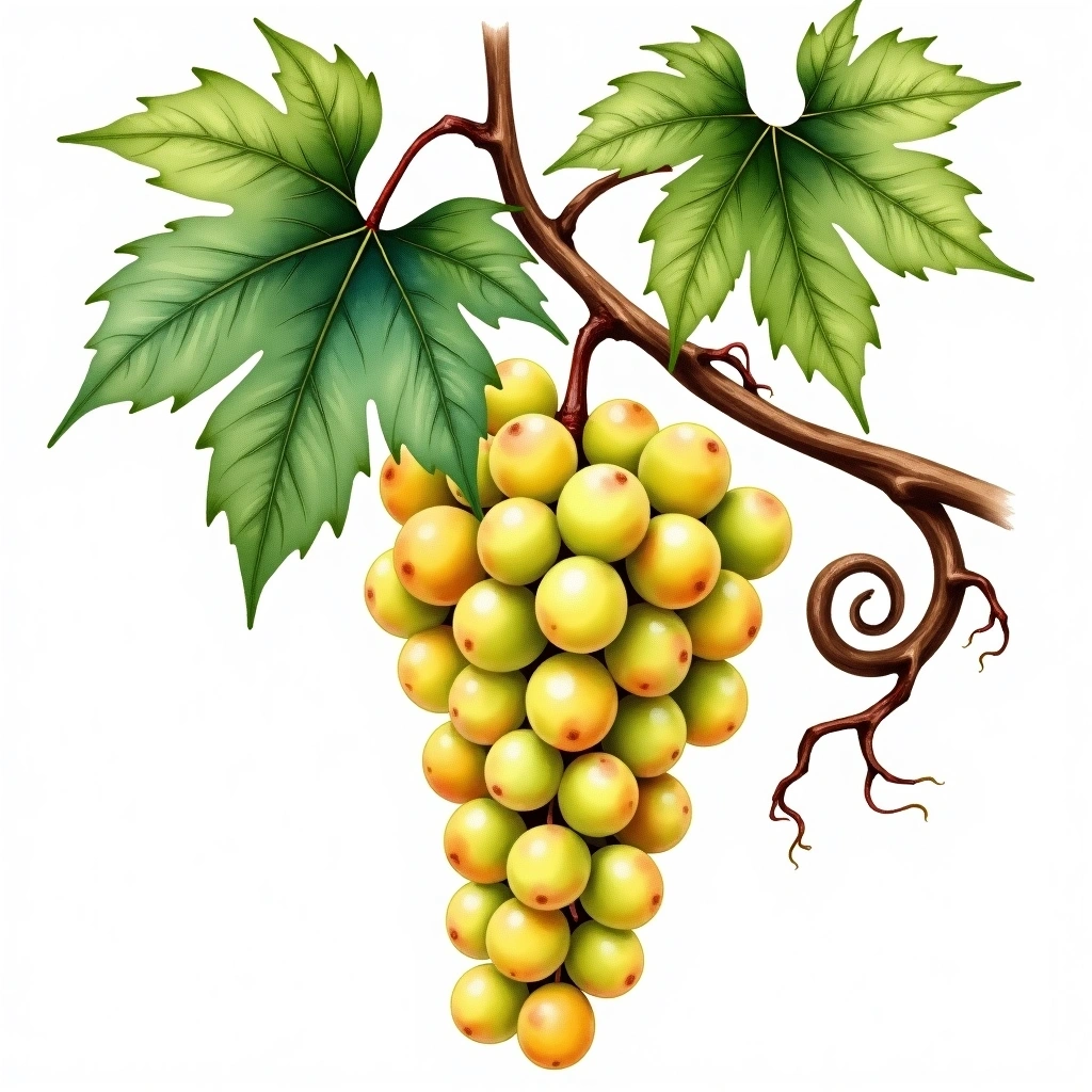 Bical grape variety — White watercolor illustration