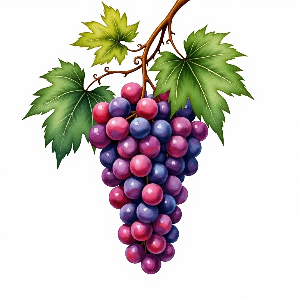 Blauburgunder grape variety — Red watercolor illustration