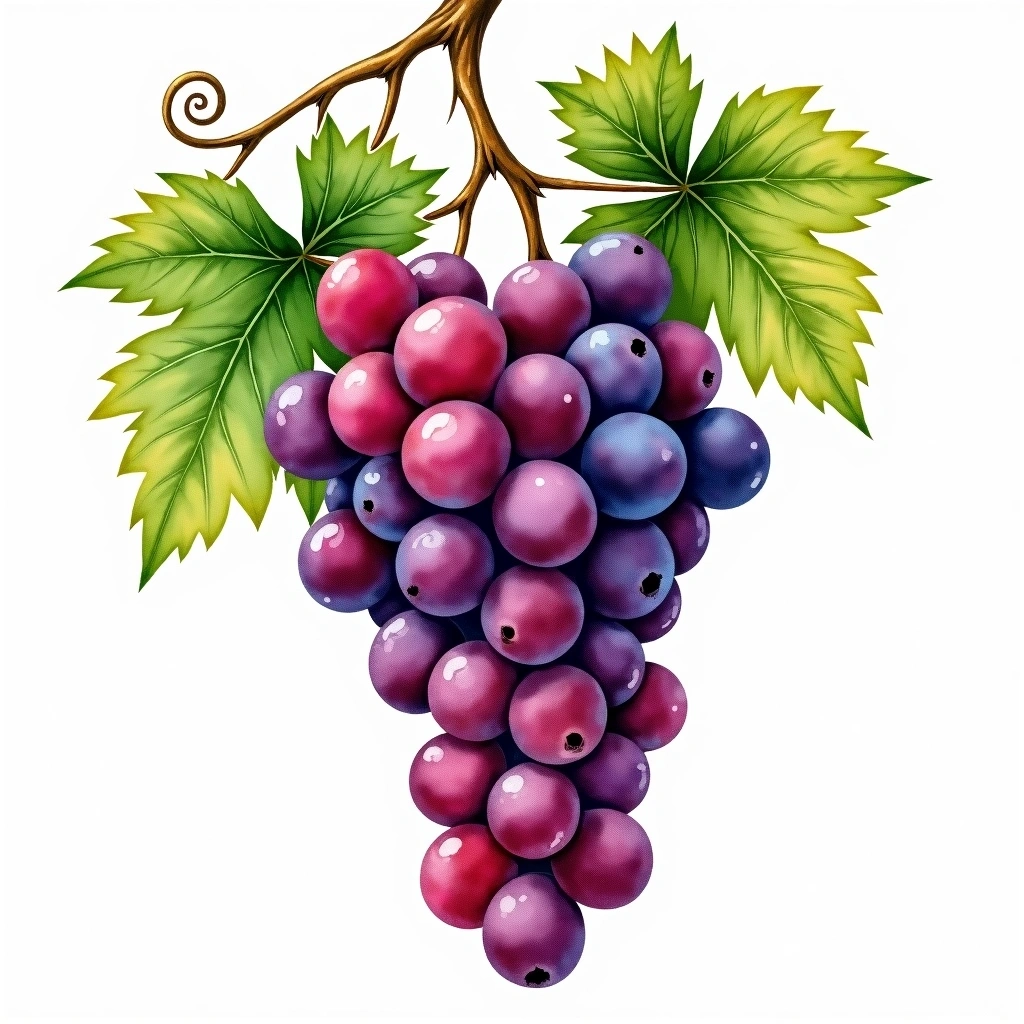 Blaufränkisch grape variety — Red watercolor illustration
