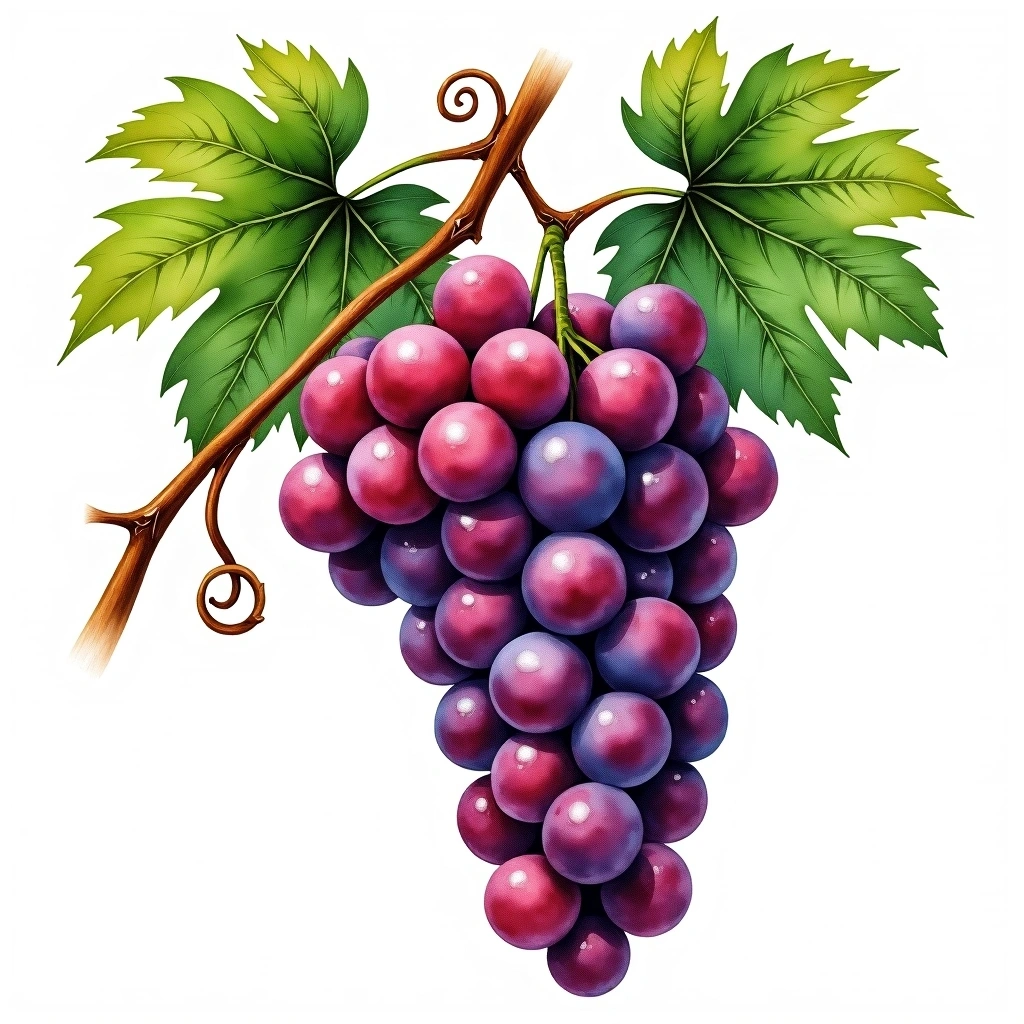 Bogazkere grape variety — Red watercolor illustration