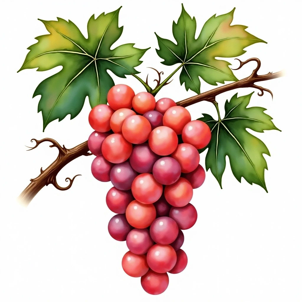 Bombino Nero grape variety — Rosé watercolor illustration