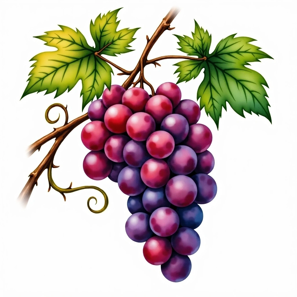 Bonamico grape variety — Red watercolor illustration