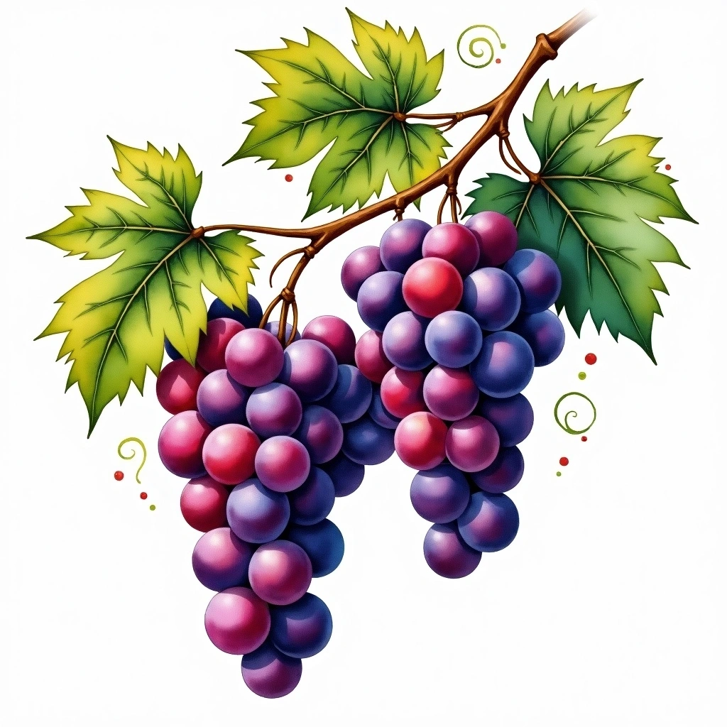 Bonarda grape variety — Red watercolor illustration
