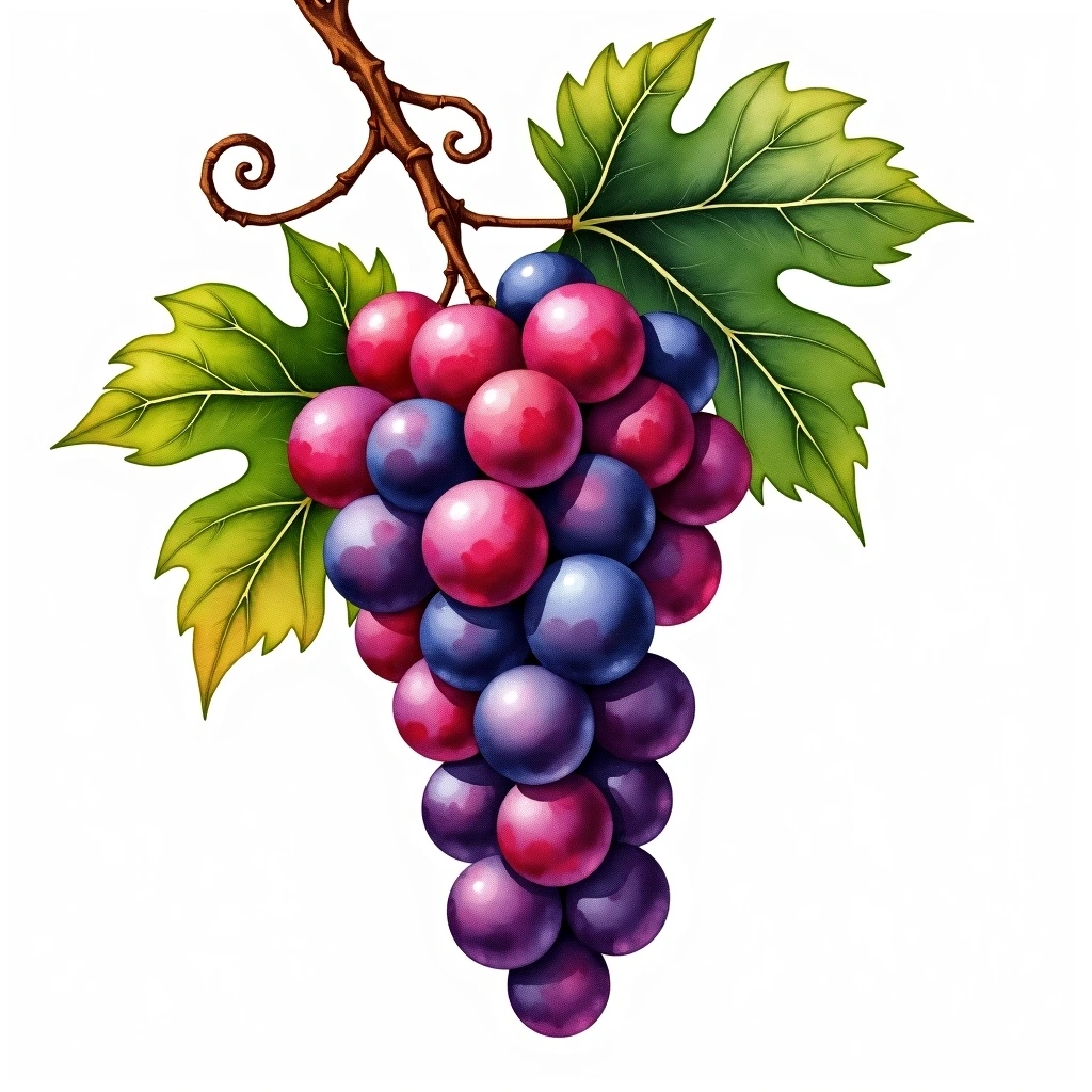 Bordô grape variety — Red watercolor illustration