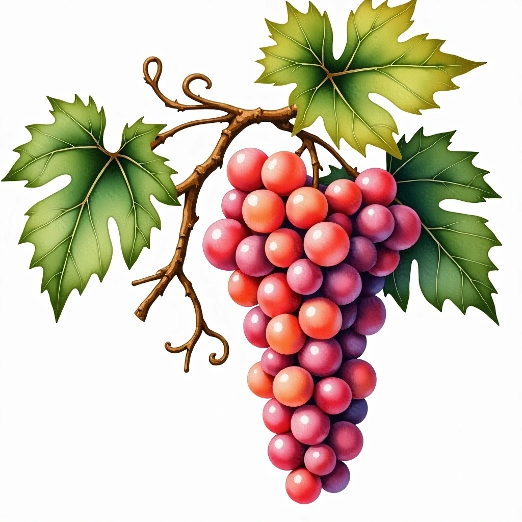 Borraçal grape variety — Rosé watercolor illustration