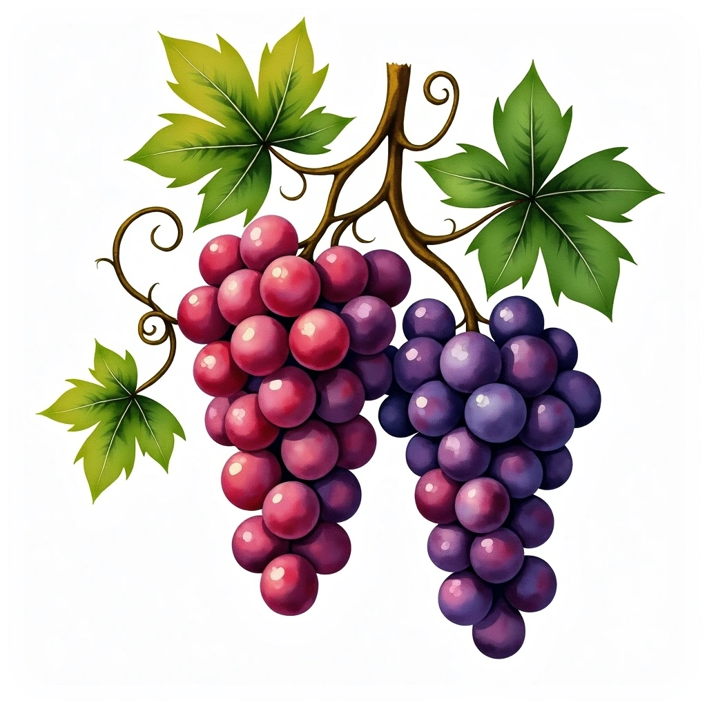 Bosco grape variety — Red watercolor illustration