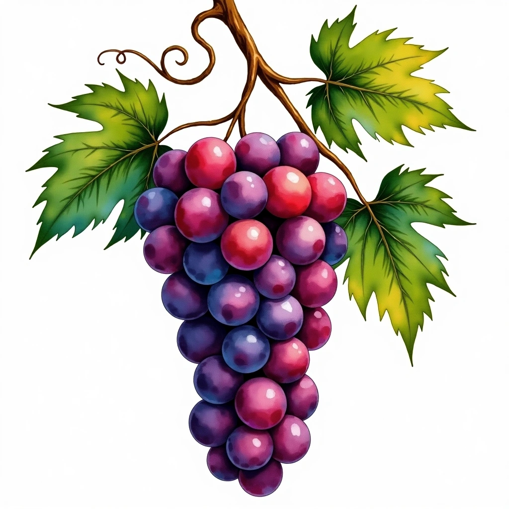 Bovale grape variety — Red watercolor illustration