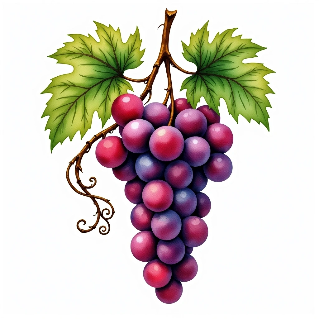 Brachetto grape variety — Red watercolor illustration