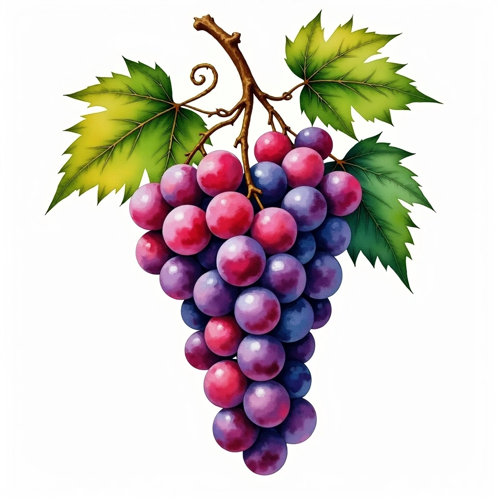 Braquet grape variety — Red watercolor illustration