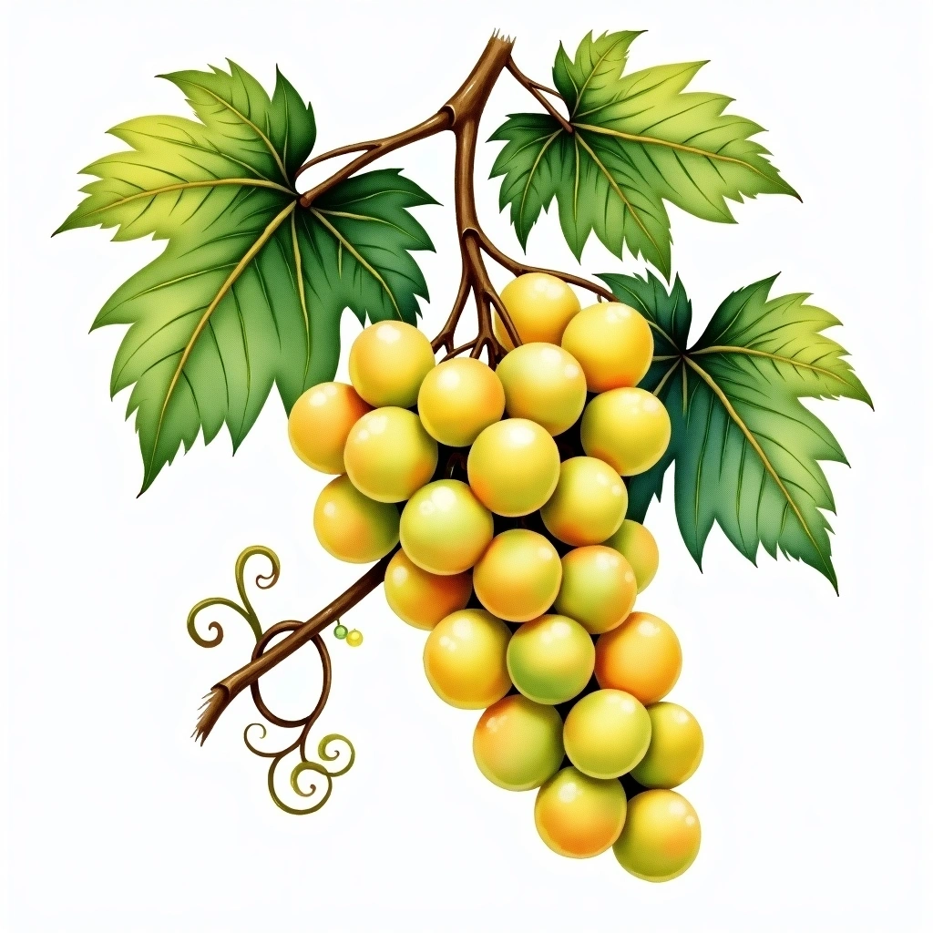 Brianna grape variety — White watercolor illustration