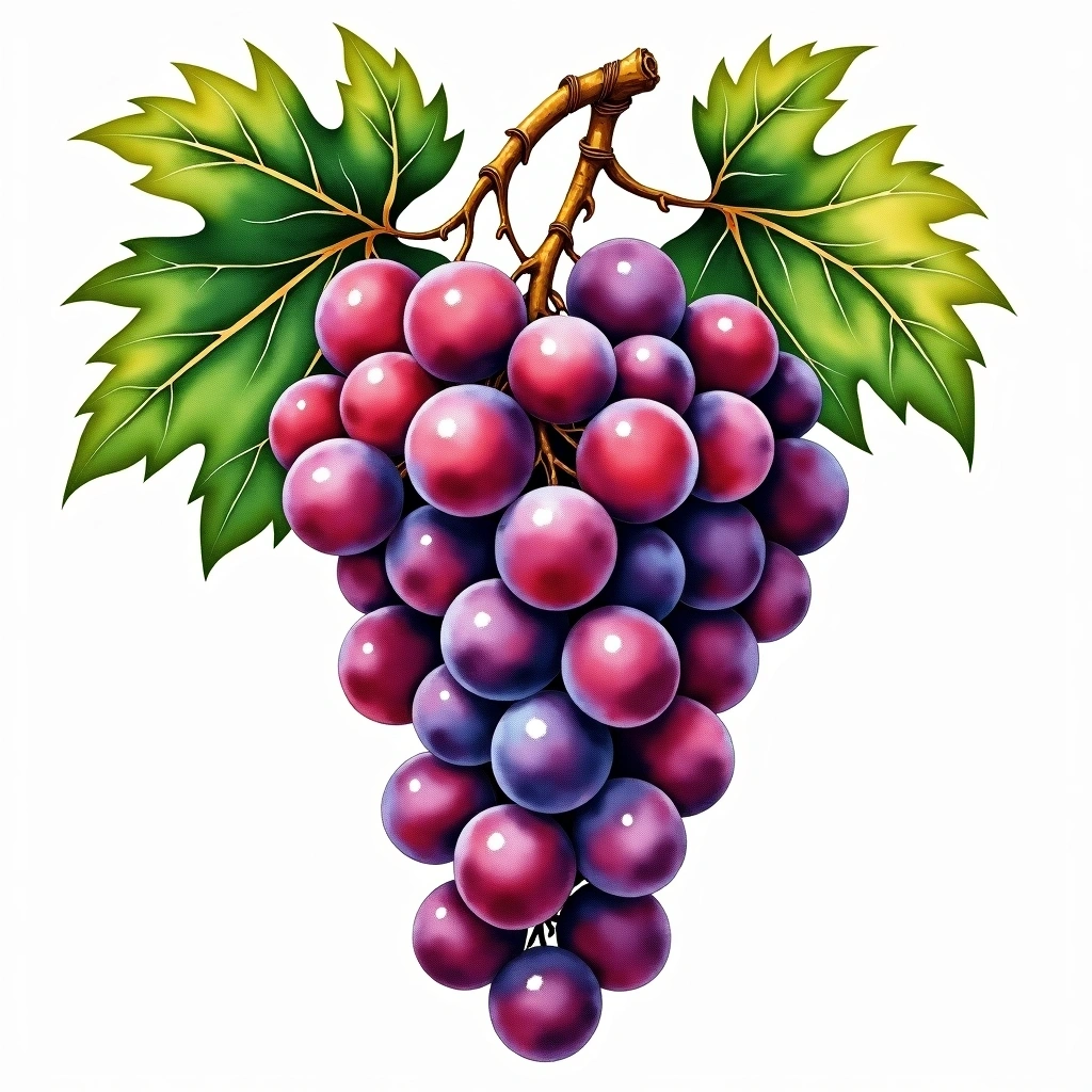 Bronner grape variety — Red watercolor illustration