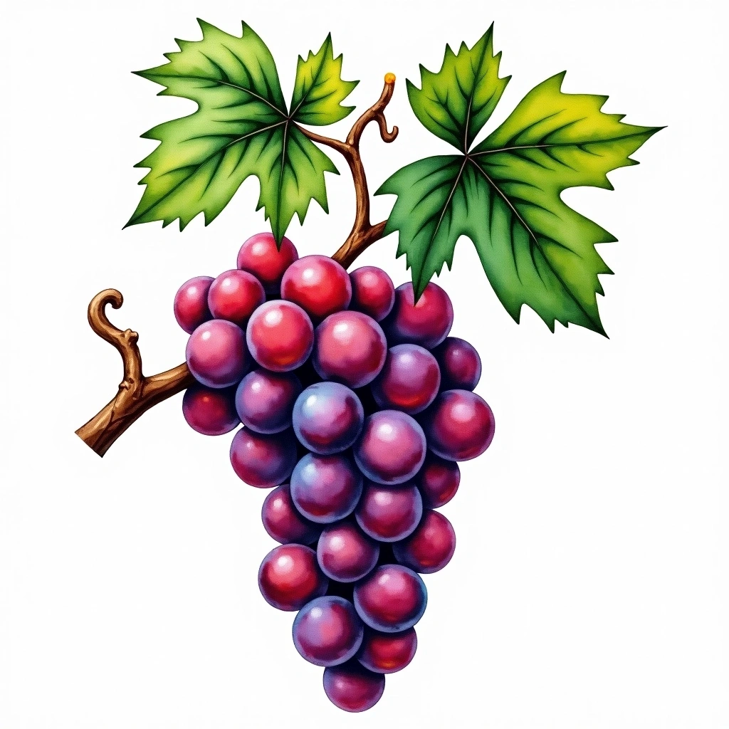 Bual grape variety — Red watercolor illustration