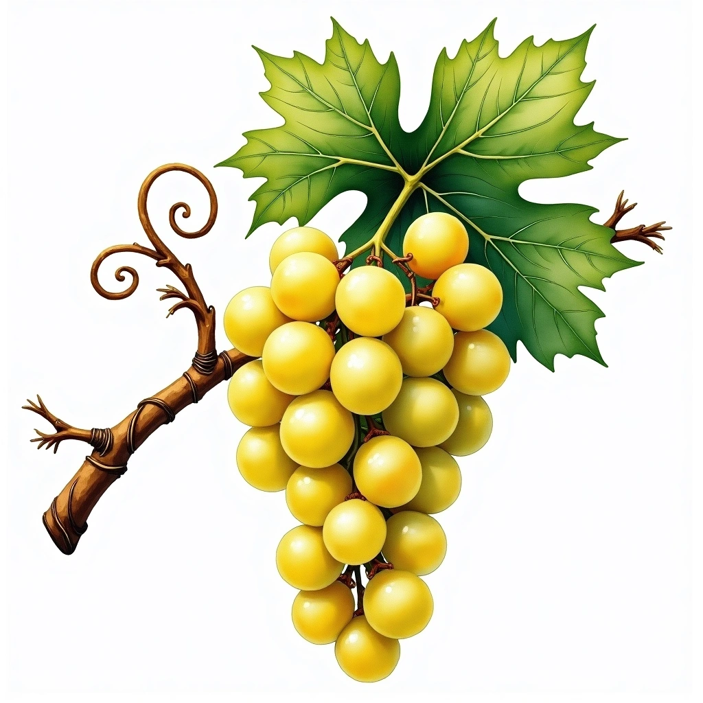 Budai Zöld grape variety — White watercolor illustration