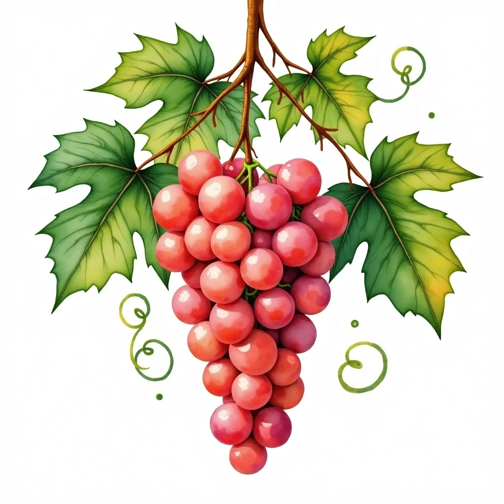 Busuioaca de Bohotin grape variety — Rosé watercolor illustration
