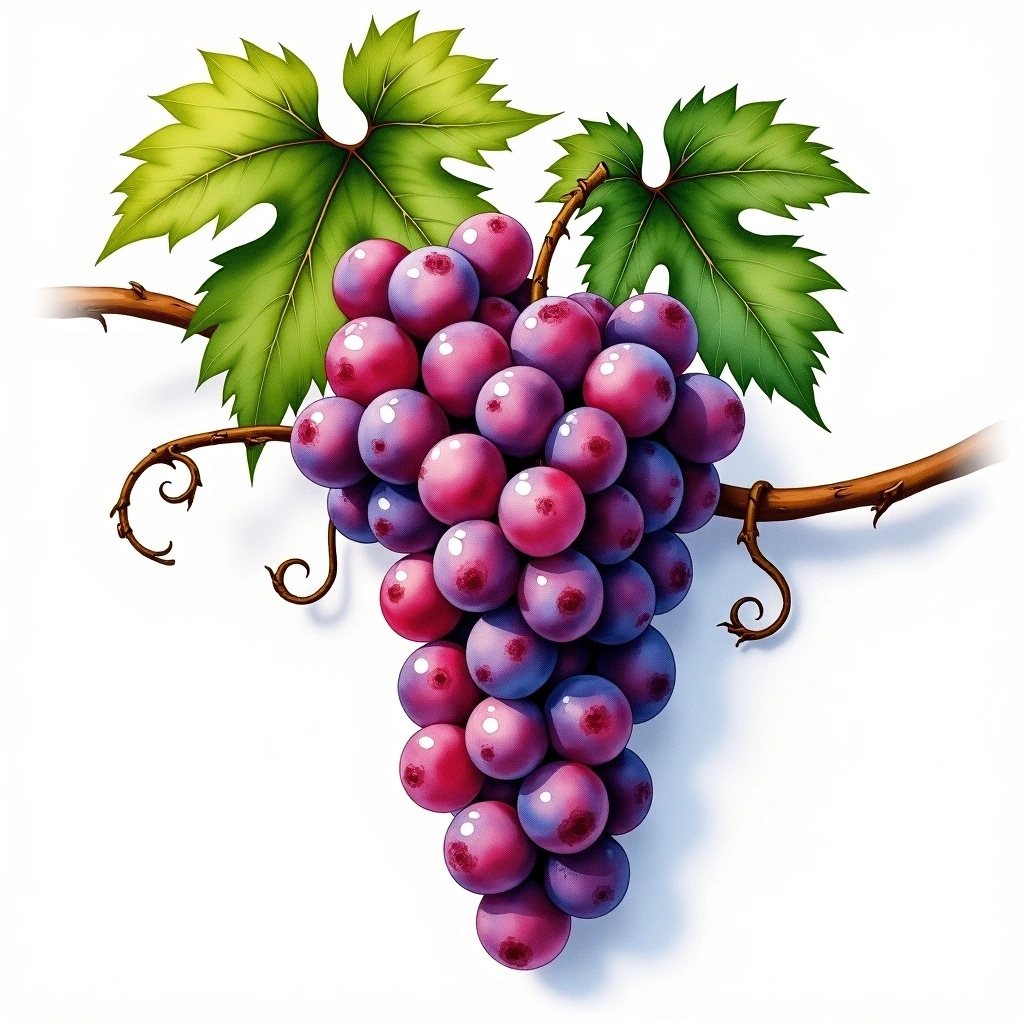 Cabernet Cortis grape variety — Red watercolor illustration