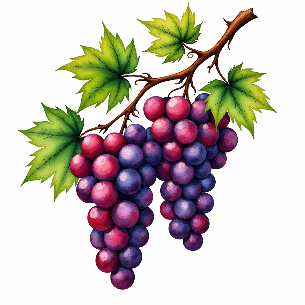 Cabernet Cubin grape variety — Red watercolor illustration