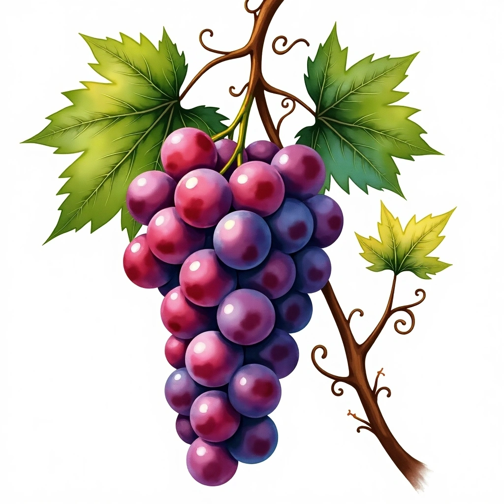 Cabernet Dorsa grape variety — Red watercolor illustration