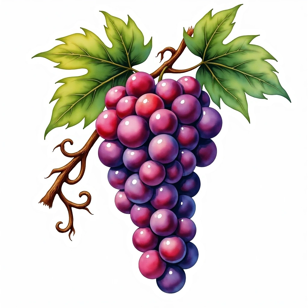 Cabernet Franc grape variety — Red watercolor illustration