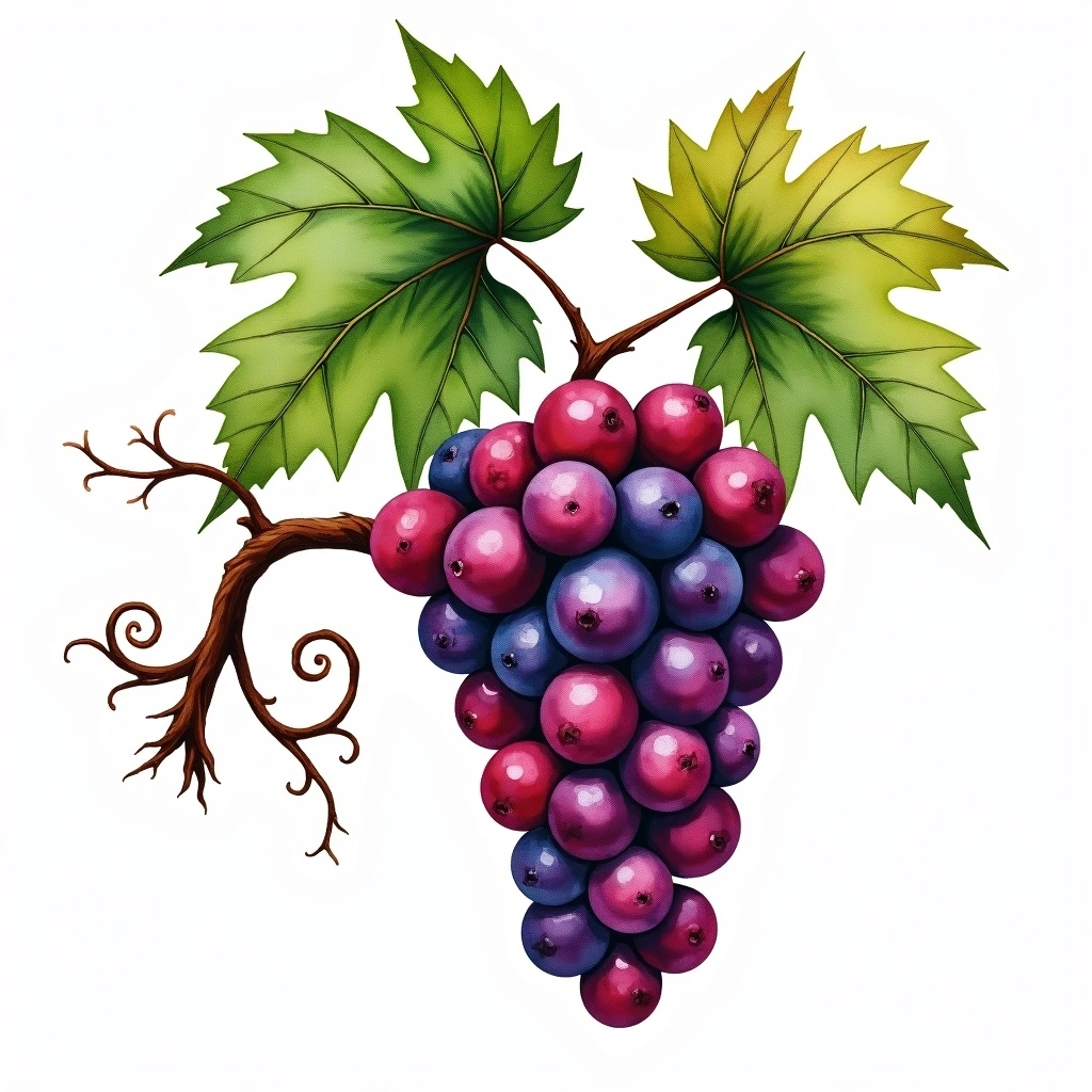 Cabernet Severny grape variety — Red watercolor illustration