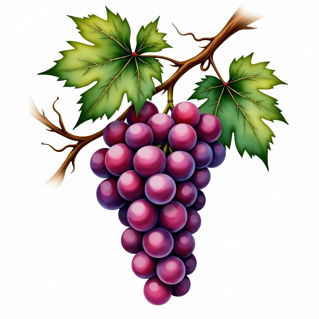 Cagnulari grape variety — Red watercolor illustration