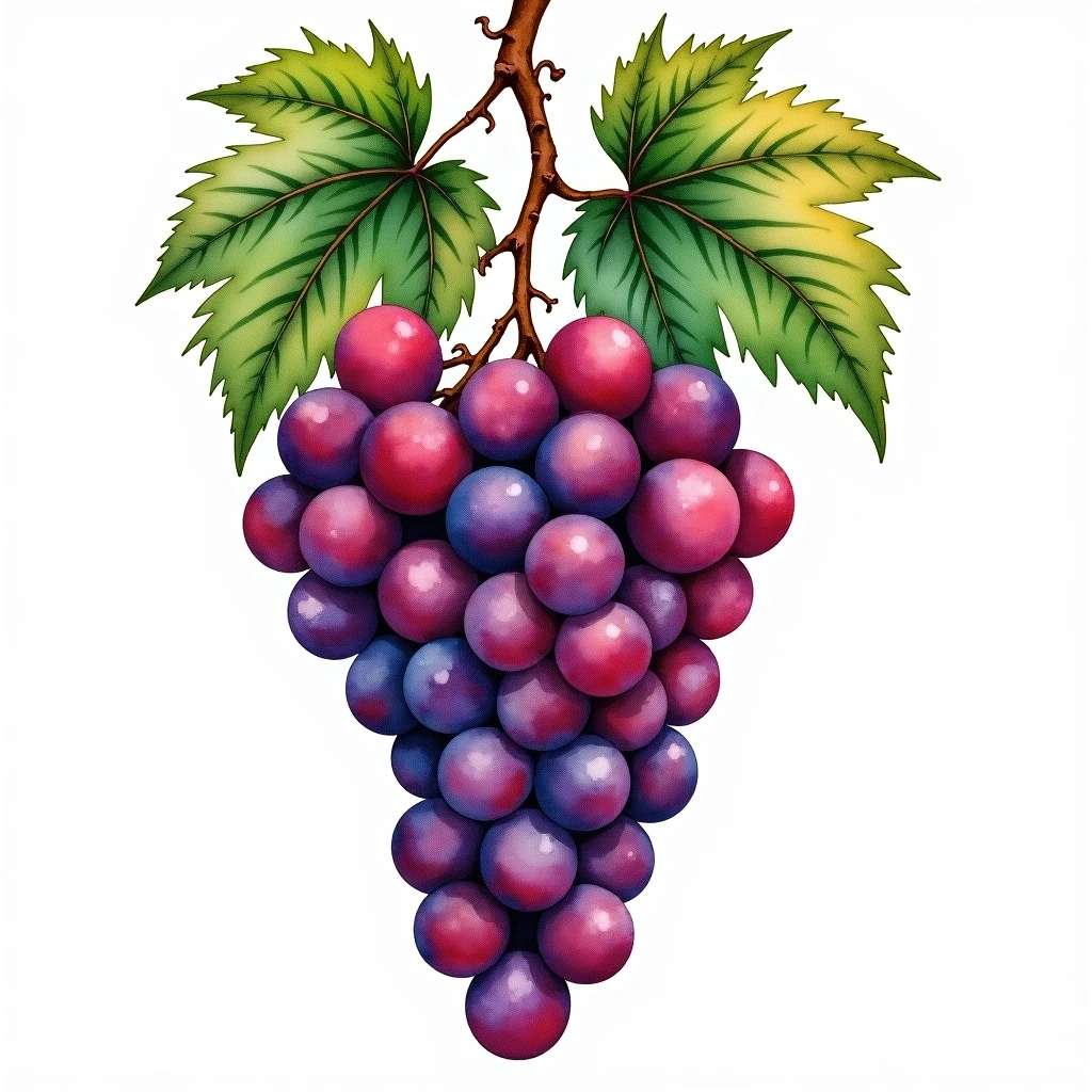 Calabrese di Montenuovo grape variety — Red watercolor illustration