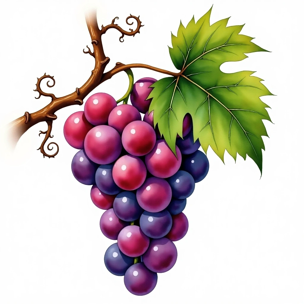 Caladoc grape variety — Red watercolor illustration