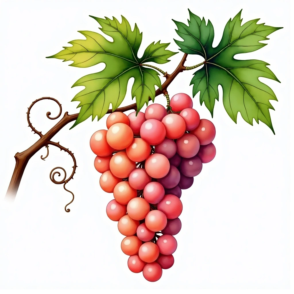 Calkarasi grape variety — Rosé watercolor illustration