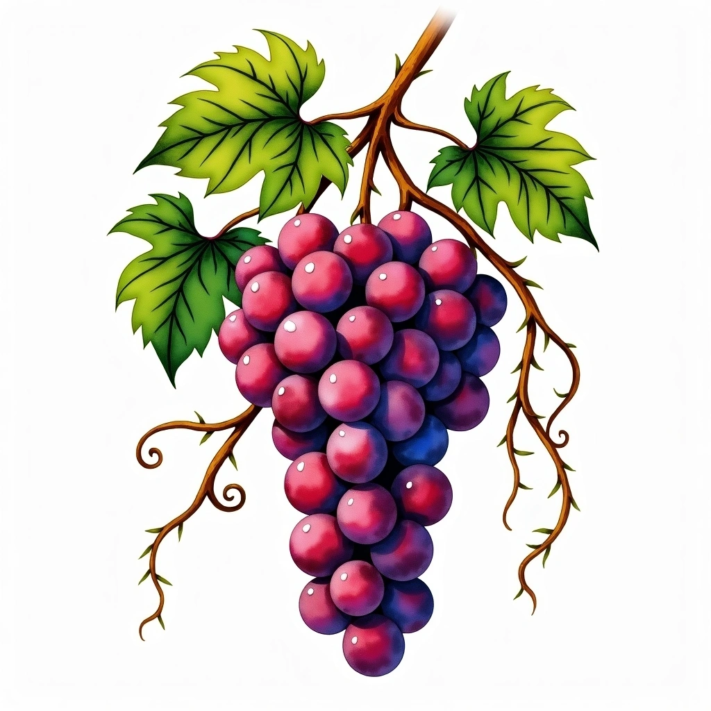 Carmenère grape variety — Red watercolor illustration