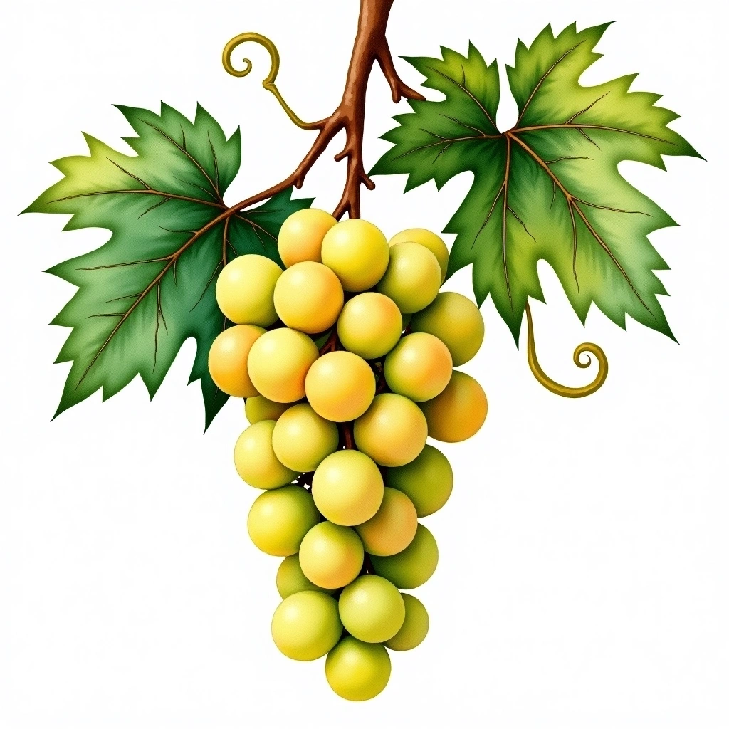 Carricante grape variety — White watercolor illustration