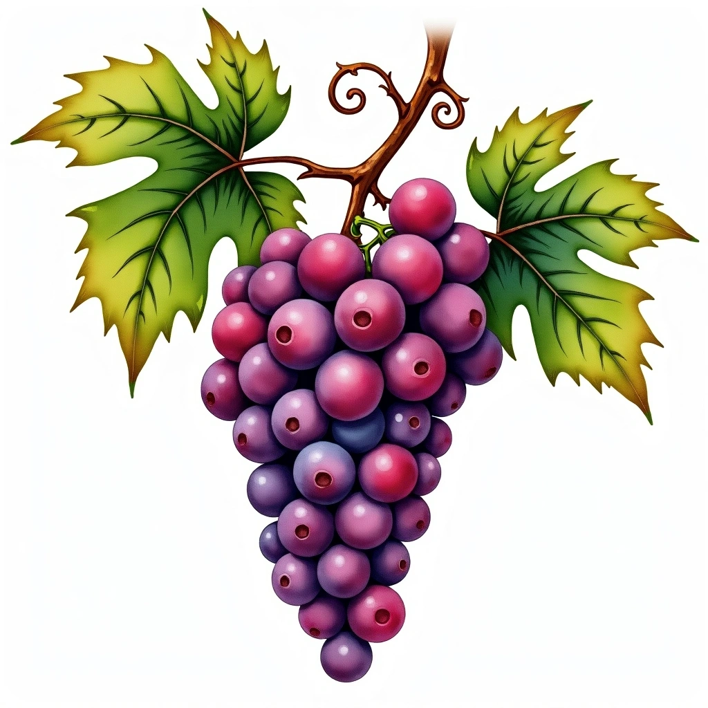 Casavecchia grape variety — Red watercolor illustration