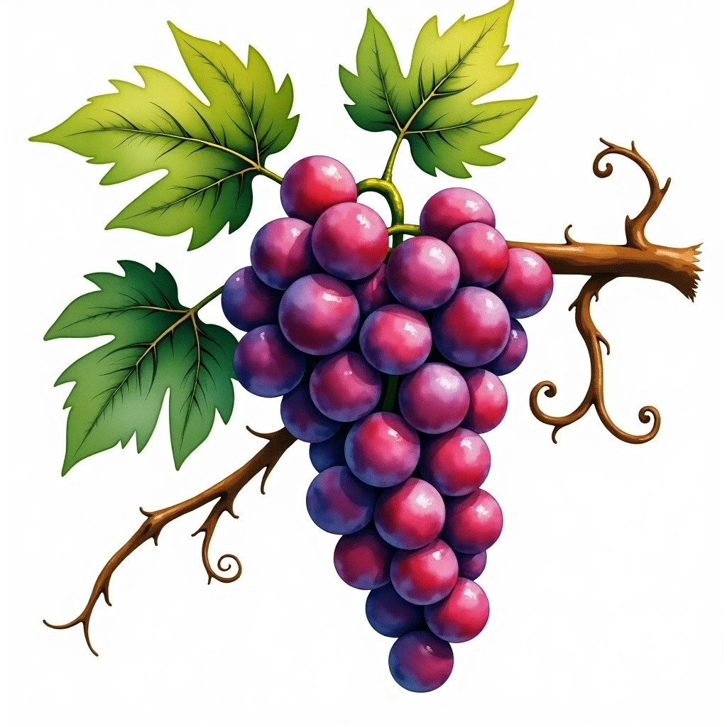 Casetta grape variety — Red watercolor illustration