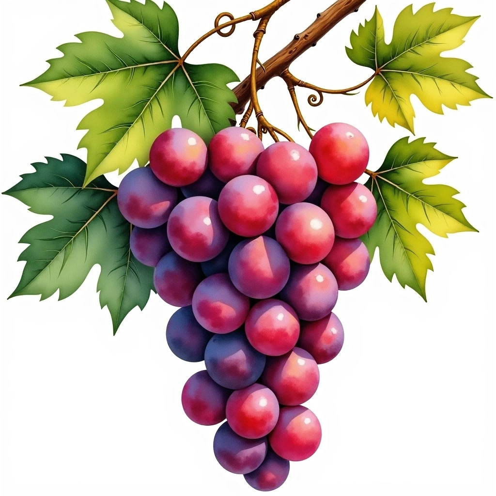 Castelão grape variety — Red watercolor illustration