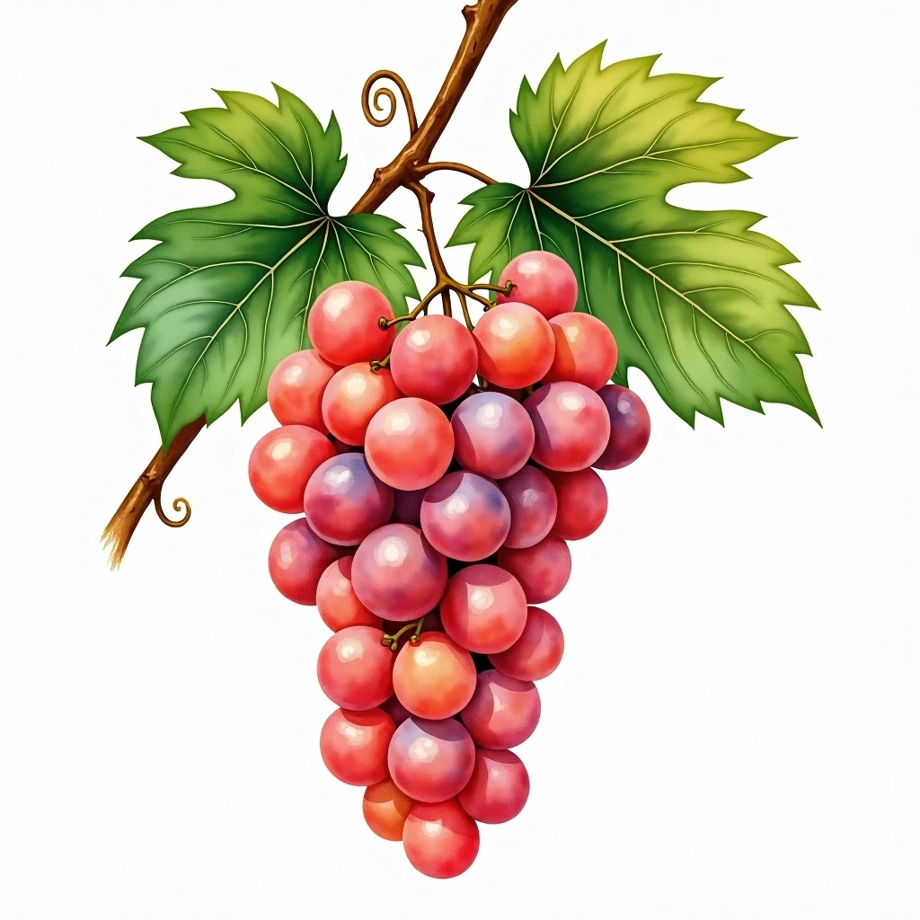 Catawba grape variety — Rosé watercolor illustration