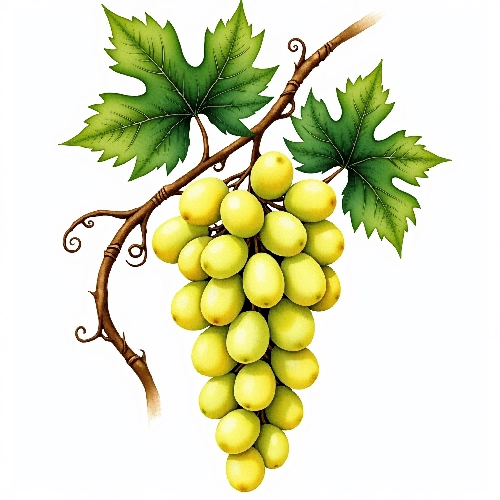 Cayuga White grape variety — White watercolor illustration