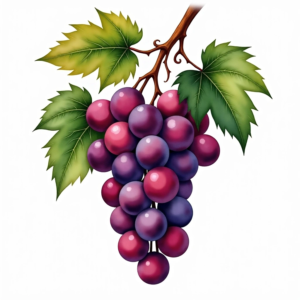 Cencibel grape variety — Red watercolor illustration
