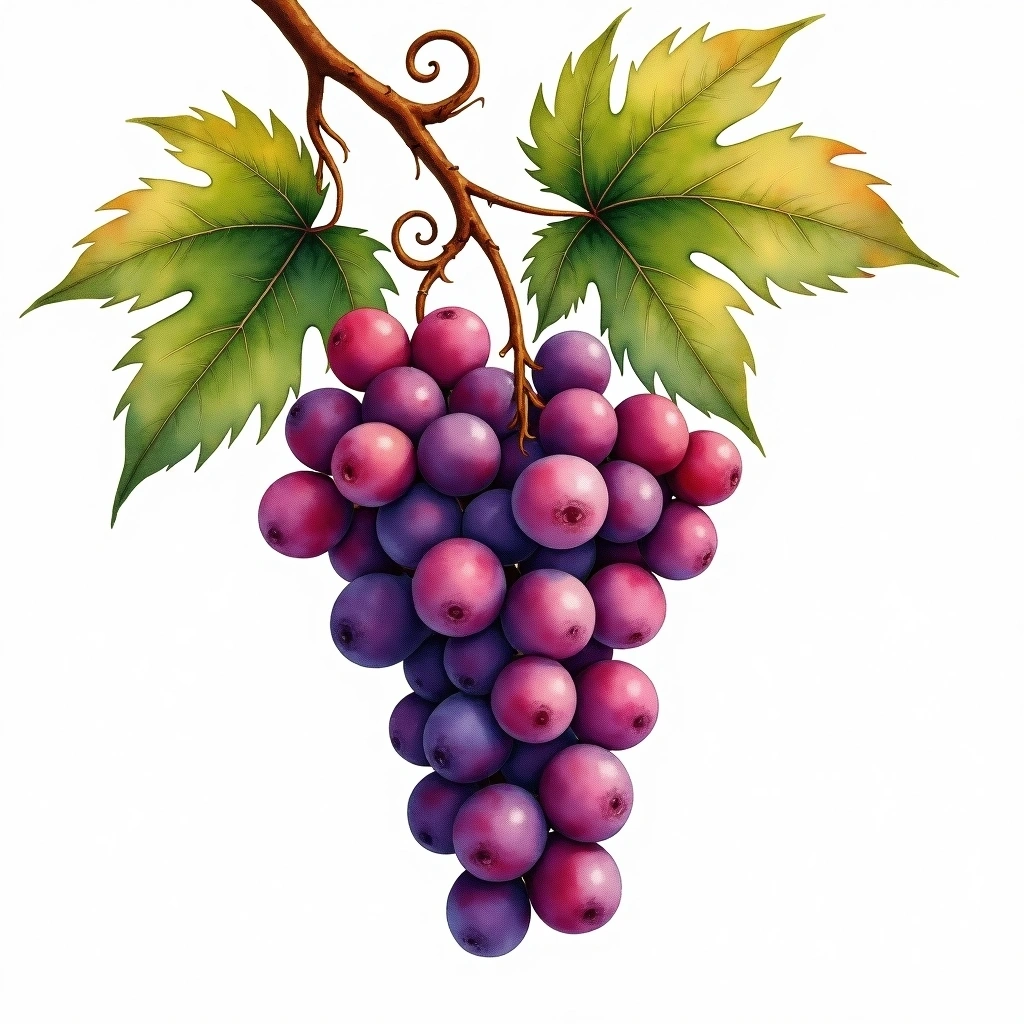 Cesanese grape variety — Red watercolor illustration