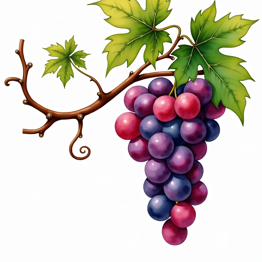 Chambourcin grape variety — Red watercolor illustration