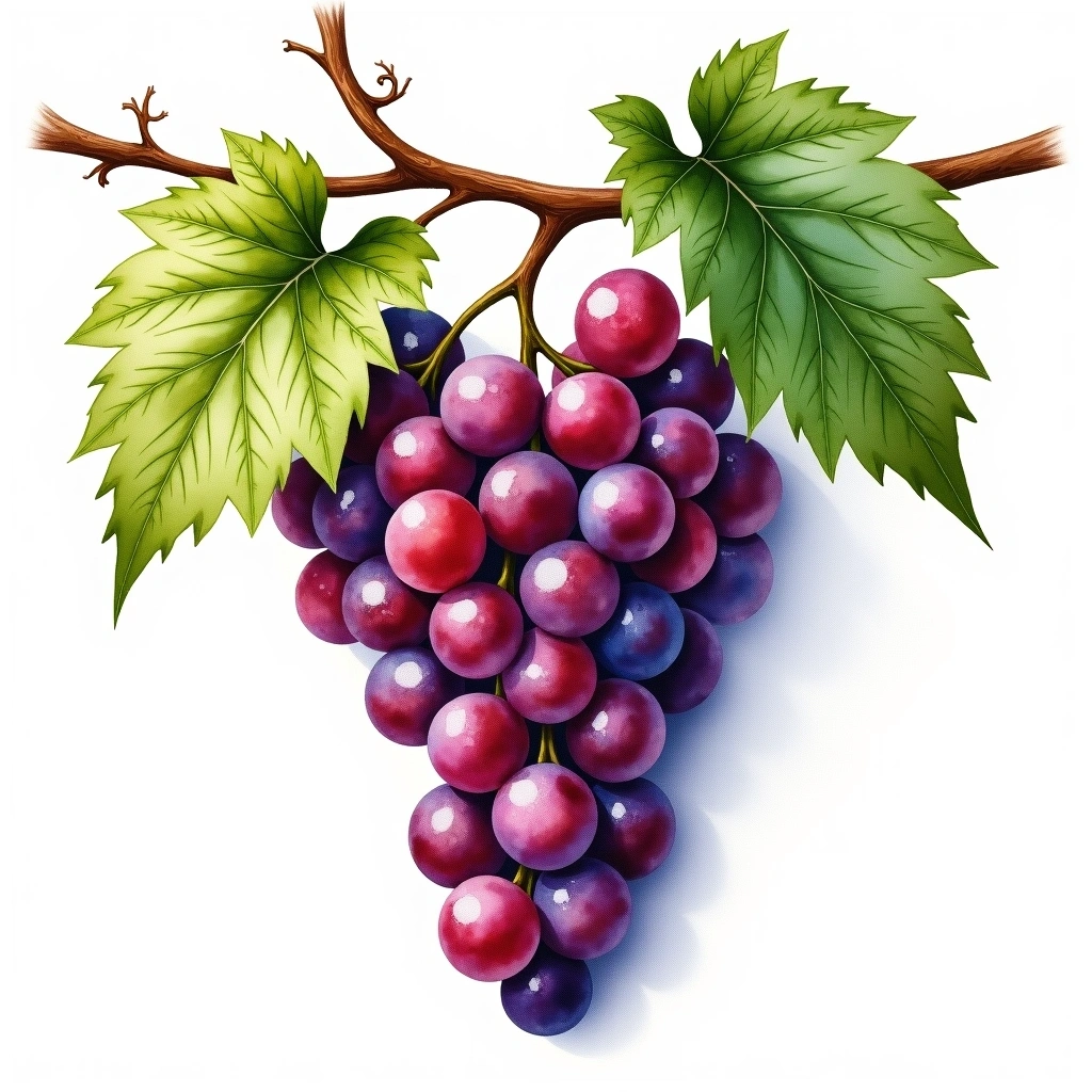 Chancellor grape variety — Red watercolor illustration