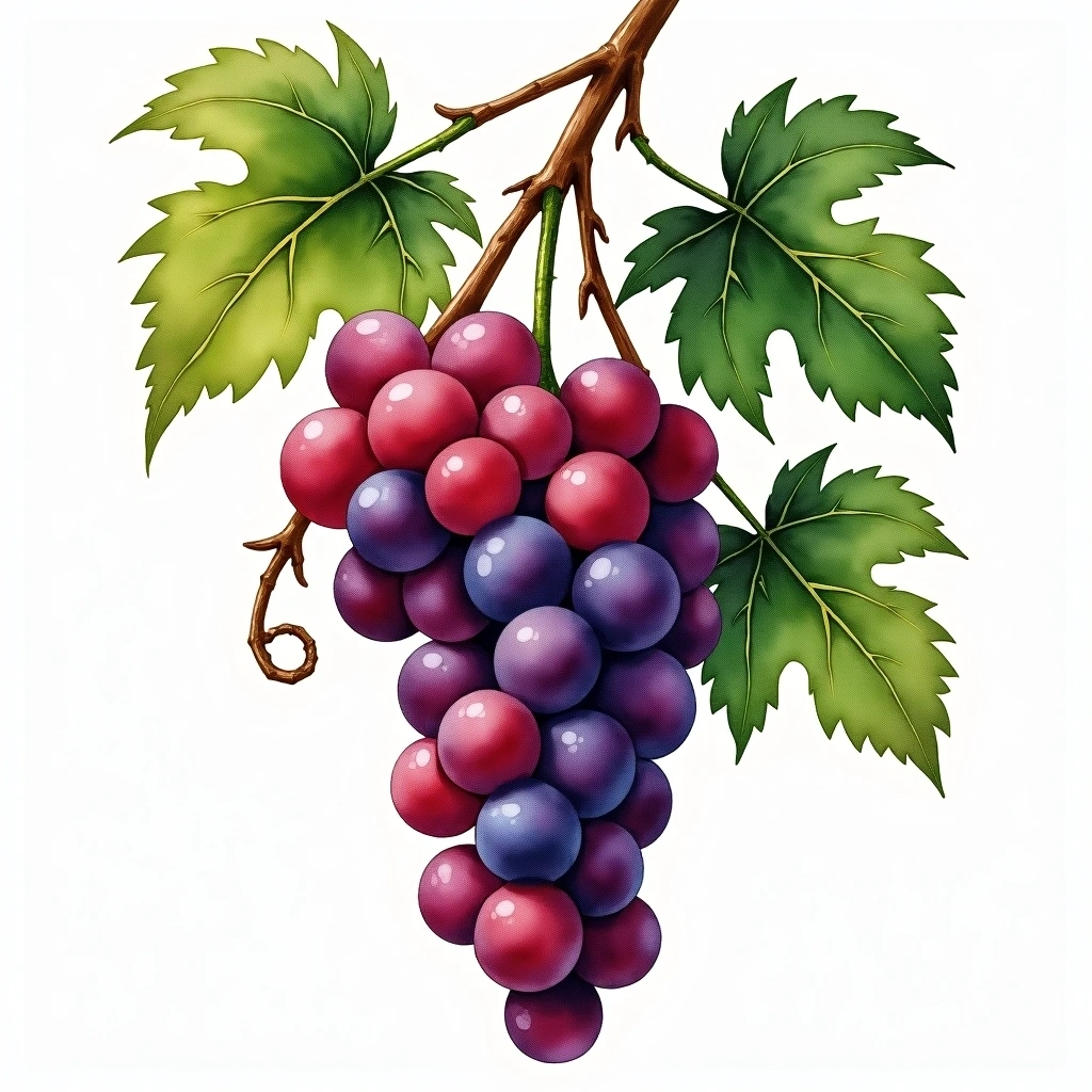 Charbono grape variety — Red watercolor illustration
