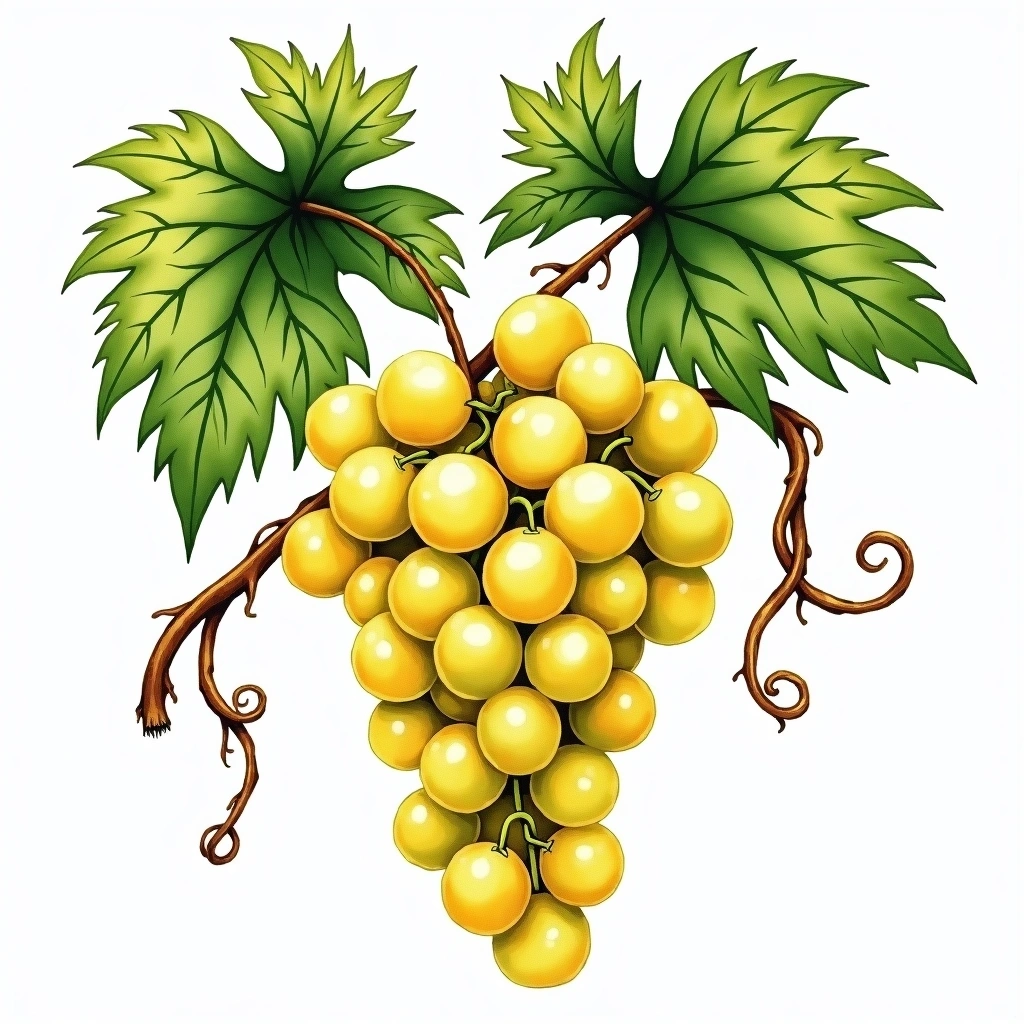 Chardonnay Musqué grape variety — White watercolor illustration