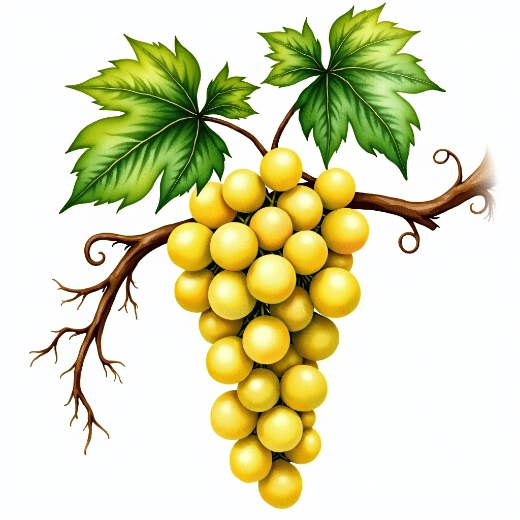 Chasan grape variety — White watercolor illustration