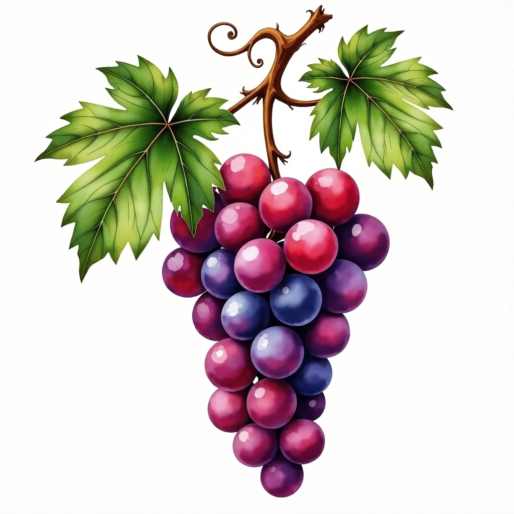 Chenanson grape variety — Red watercolor illustration