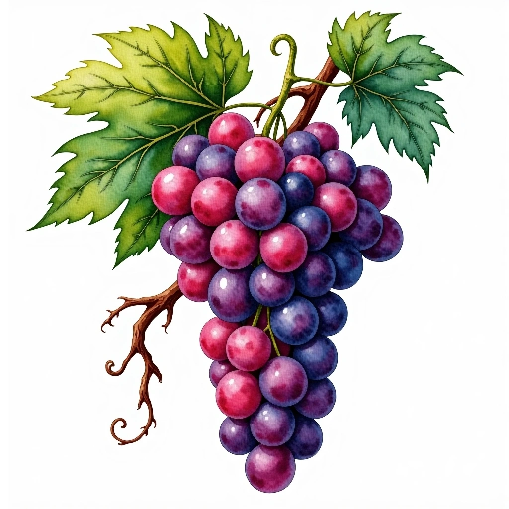 Cienna grape variety — Red watercolor illustration