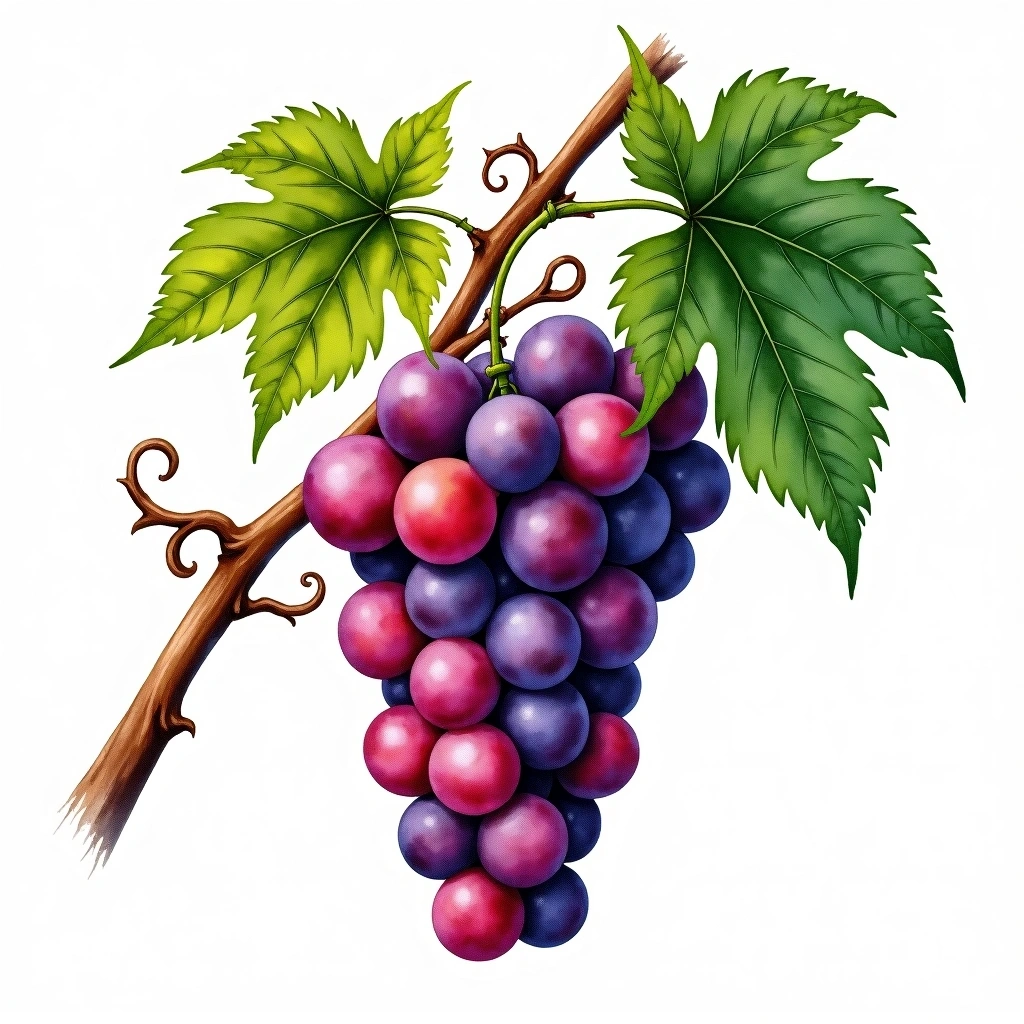 Ciliegiolo grape variety — Red watercolor illustration