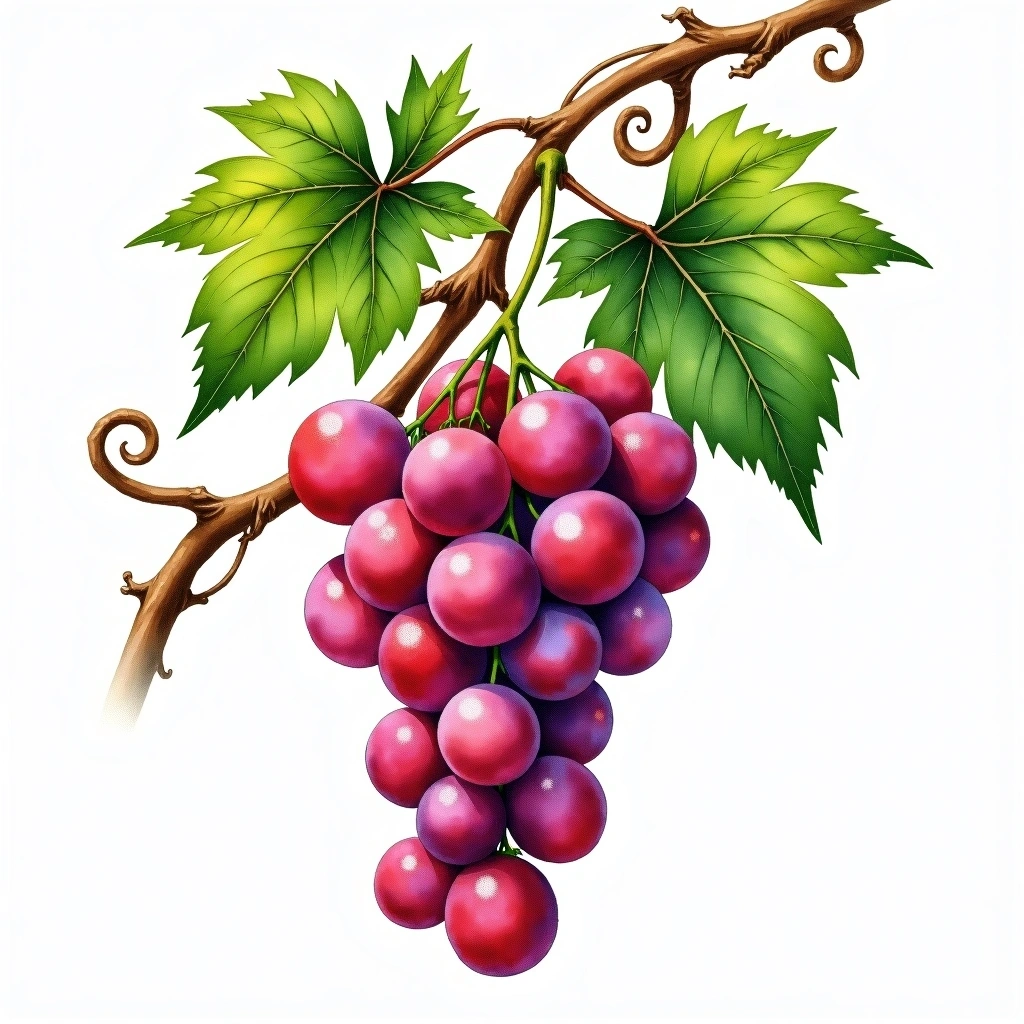 Cinsault grape variety — Rosé watercolor illustration