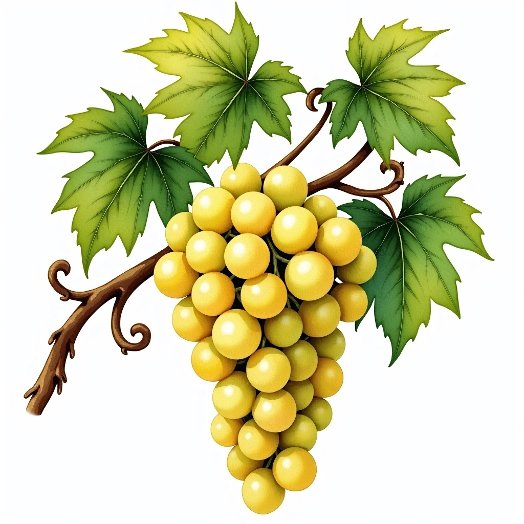 Clairette grape variety — White watercolor illustration