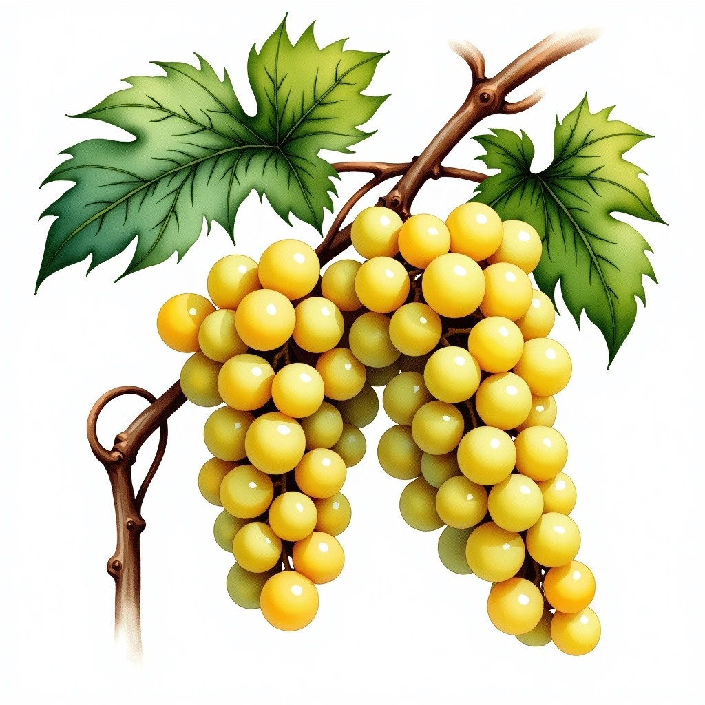 Cococciola grape variety — White watercolor illustration