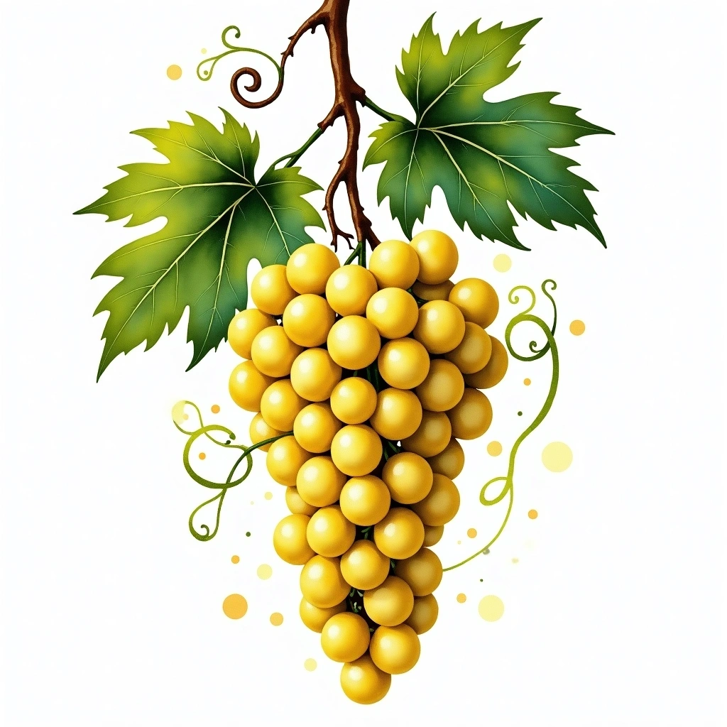 Côdega de Larinho grape variety — White watercolor illustration