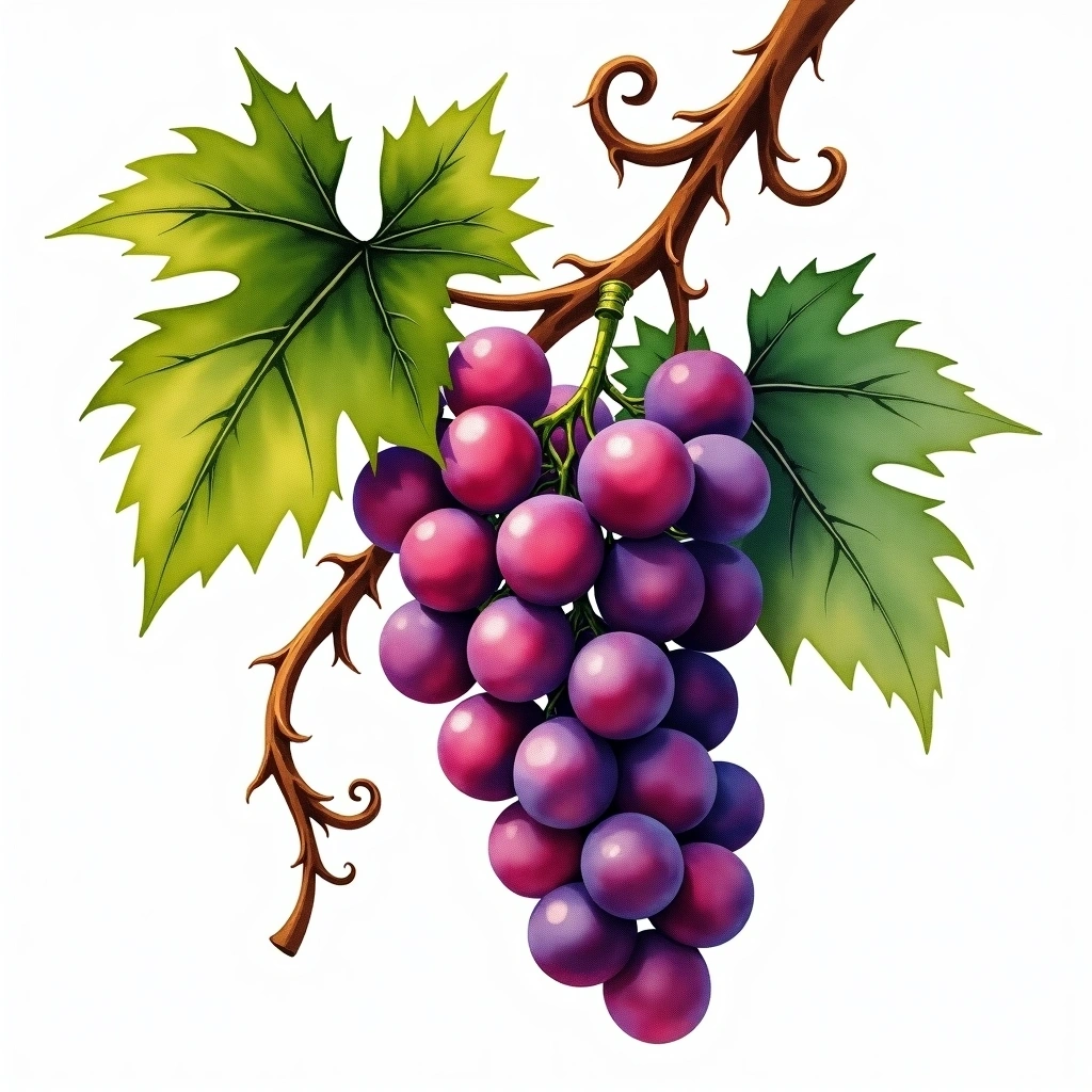 Coloraillo grape variety — Red watercolor illustration